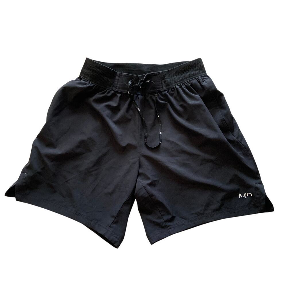 MP My Protein Men's Athletic Shorts Running Workout Gym Pockets Black Size Large